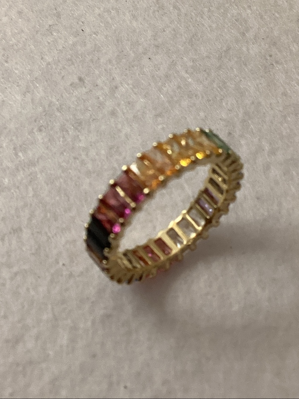 Swarovski Multicolored Baguette Cut Gold-Tone Plated Matrix Ring size 6.5 - Picture 6 of 16